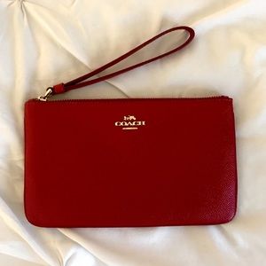Coach Large Crossgrain Leather Wristlet